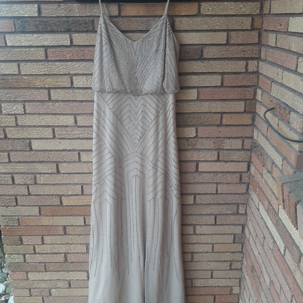 Adrianna Pappel Size 8 Nude Beaded Dress